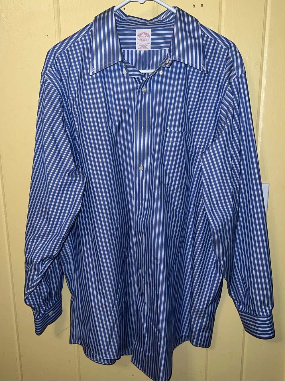 Brooks Brothers Blue White Stripe Traditional Polo Button Up Dress Shirt Size XL - Picture 4 of 8